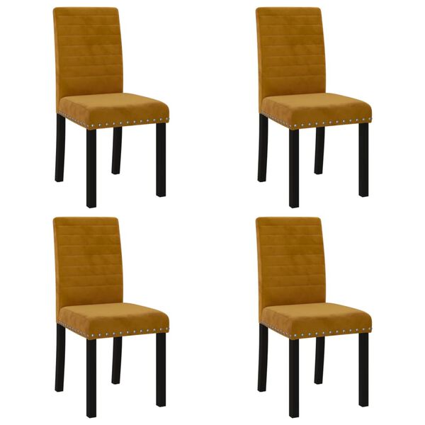 vidaXL Chaises &agrave; manger lot de 4 marron velours