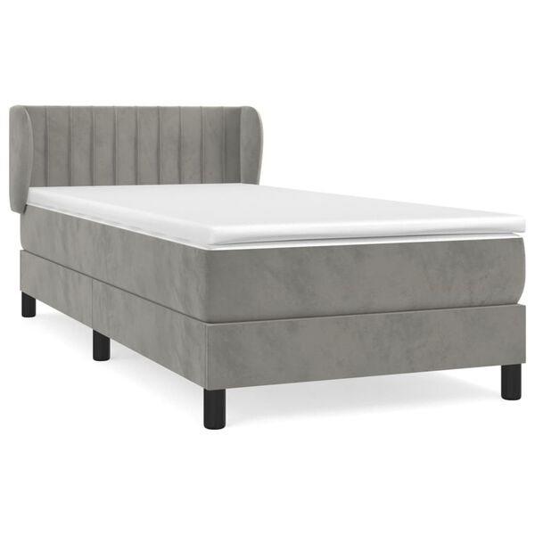 vidaXL Sommier &agrave; lattes de lit et matelas Gris clair 80x200 cm Velours