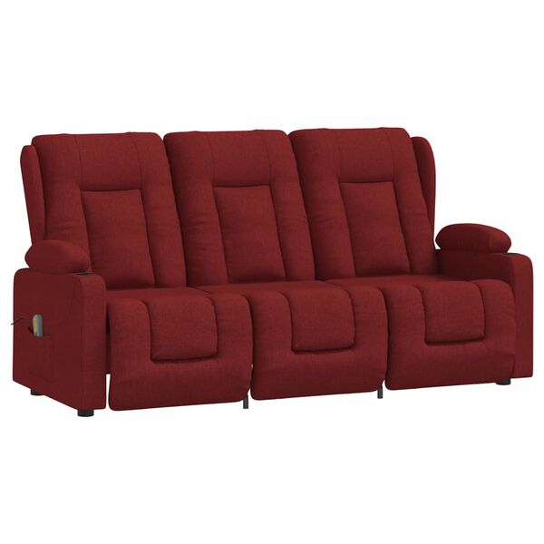 vidaXL Fauteuil de massage inclinable 3 places porte-gobelets bordeaux