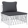 vidaXL Salon de jardin avec coussins 9 pcs blanc acier