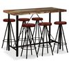 vidaXL Ensemble de bar 7 pcs Bois massif recycl&eacute; et cuir v&eacute;ritable