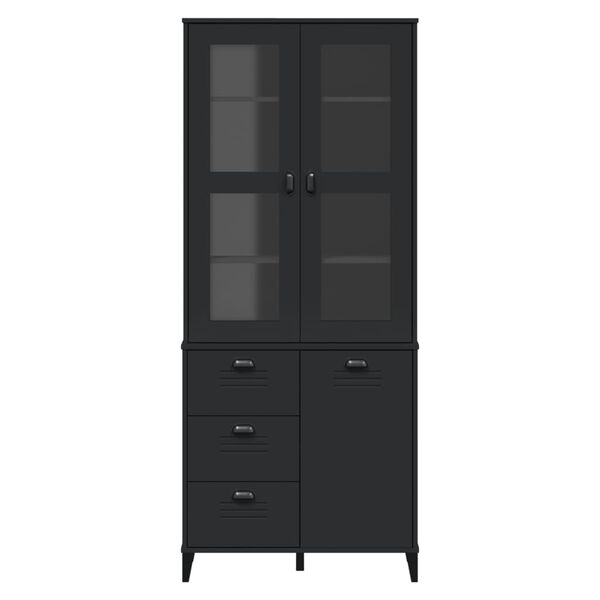 vidaXL Buffet VIKEN noir 80x40x190 cm bois massif de pin