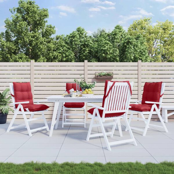 vidaXL Coussins de chaise &agrave; dossier bas lot de 4 rouge bordeaux