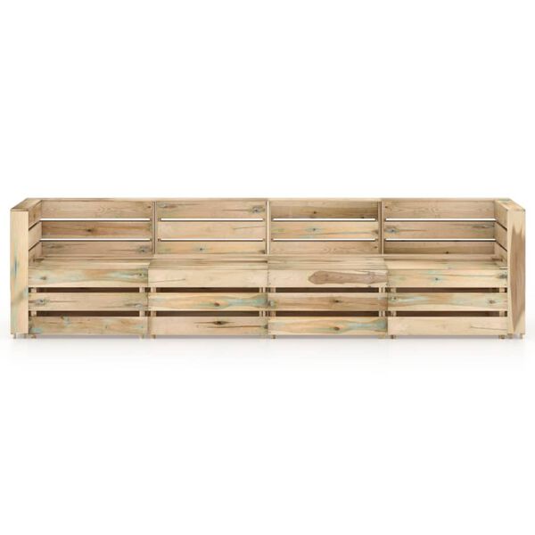 vidaXL Canap&eacute; de jardin 4 places Bois de pin impr&eacute;gn&eacute; de vert