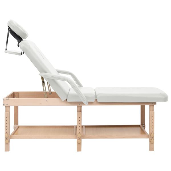 vidaXL Table de massage à 3 zones Blanc Similicuir