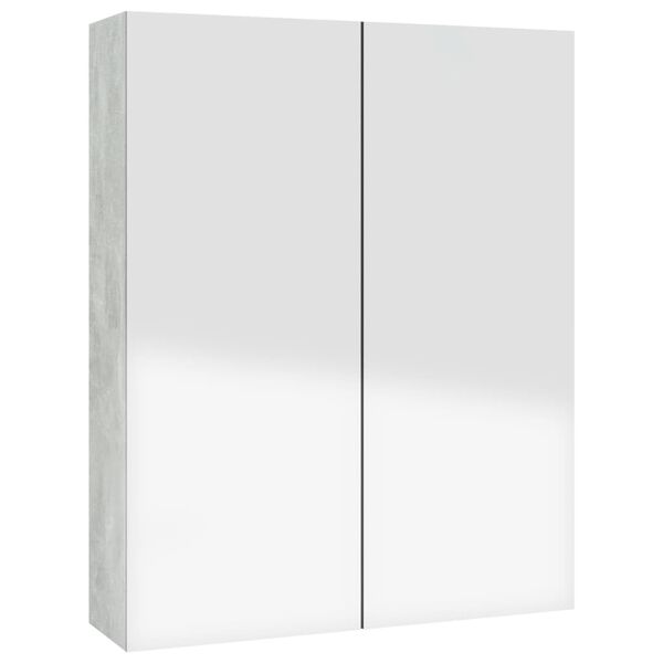 vidaXL Armoire &agrave; miroir de salle de bain 60x15x75 cm MDF Gris b&eacute;ton