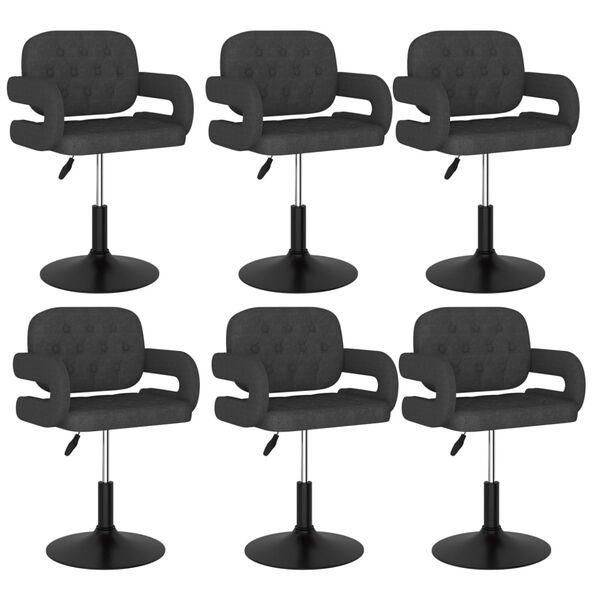 vidaXL Chaises pivotantes &agrave; manger lot de 6 Gris fonc&eacute; Tissu