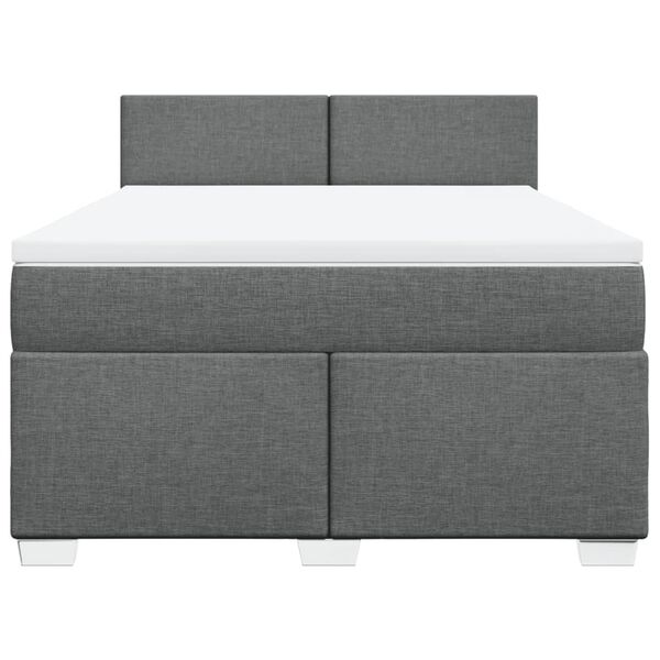 vidaXL Sommier &agrave; lattes de lit avec matelas Gris fonc&eacute; 140x190cm Tissu