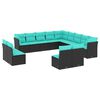 vidaXL Salon de jardin avec coussins 13 pcs noir r&eacute;sine tress&eacute;e