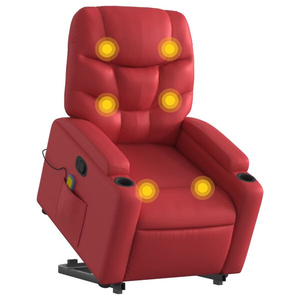 vidaXL Fauteuil inclinable de massage Rouge Similicuir