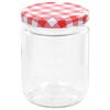 vidaXL Pots à confiture Couvercle blanc et rouge 96 pcs Verre 230 ml