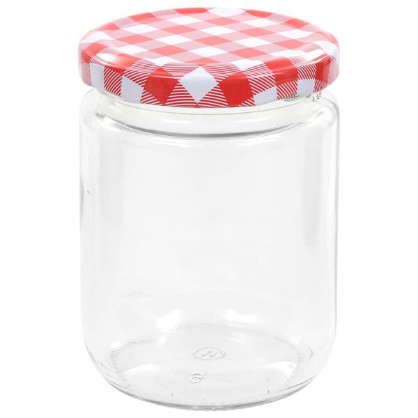 vidaXL Pots à confiture Couvercle blanc et rouge 96 pcs Verre 230 ml