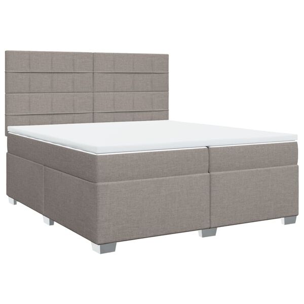vidaXL Sommier &agrave; lattes de lit avec matelas Taupe 200x200 cm Tissu