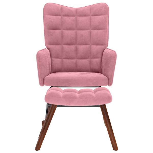 vidaXL Chaise &agrave; bascule avec repose-pied rose velours