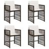 vidaXL Chaises de jardin avec coussins lot de 4 marron r&eacute;sine tress&eacute;e