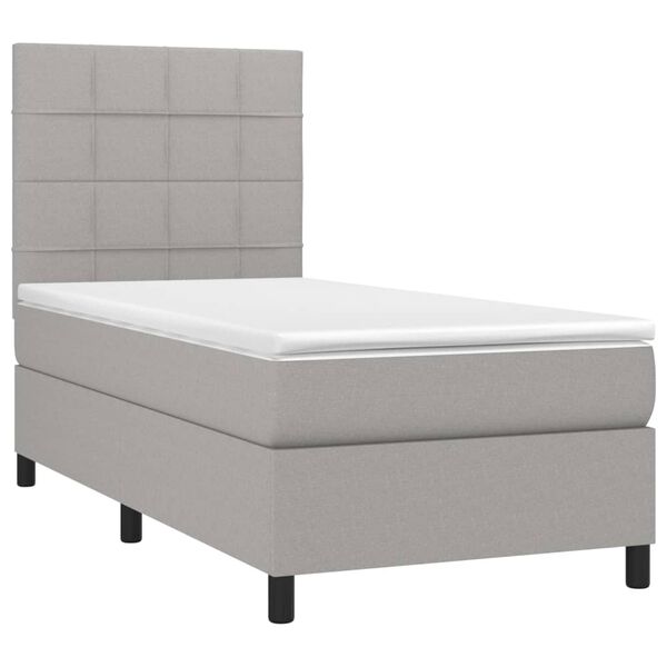 vidaXL Sommier &agrave; lattes de lit avec matelas et LED Gris clair 90x190cm