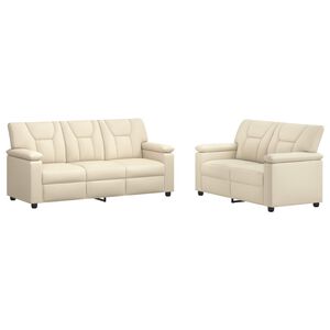 vidaXL Ensemble de Canap&eacute;s 2 pcs Cr&egrave;me Simili cuir