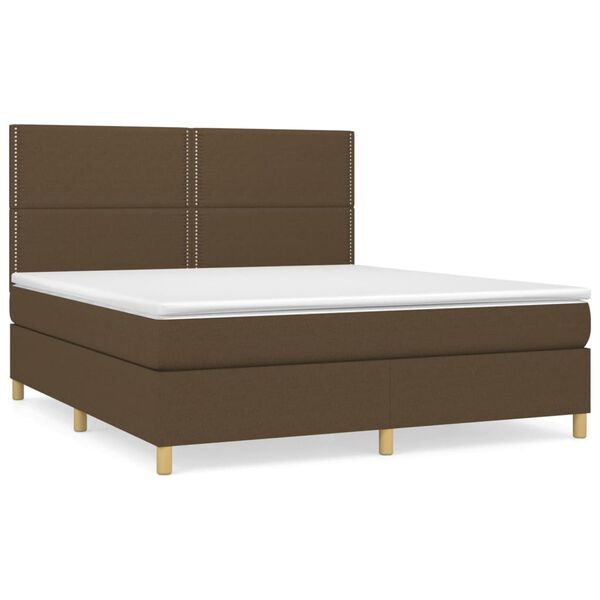 vidaXL Sommier &agrave; lattes de lit avec matelas Marron fonc&eacute; 180x200 cm