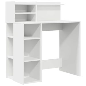 vidaXL Bureau avec &eacute;tag&egrave;re Blanc 90 x 48 x 101,5 cm Bois d'ing&eacute;nierie