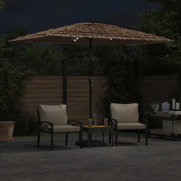 vidaXL Parasol de jardin avec LED et m&acirc;t en acier marron 300x200x250cm