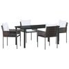 vidaXL Ensemble de salle &agrave; manger pour jardin 5 pc Marron et Noir