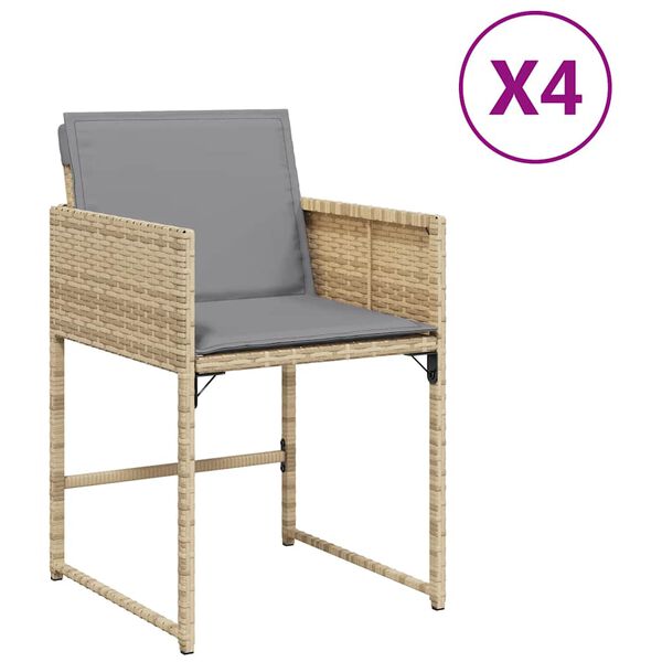 vidaXL Chaises de jardin avec coussins lot de 4 m&eacute;lange beige