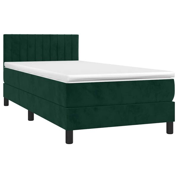 vidaXL Sommier &agrave; lattes de lit et matelas et LED Vert fonc&eacute; 90x190cm