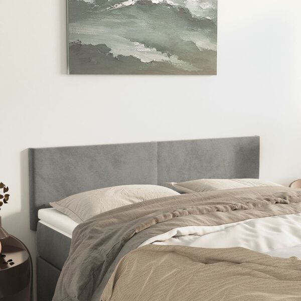 vidaXL T&ecirc;tes de lit Gris clair 144x5x78/88 cm Velours