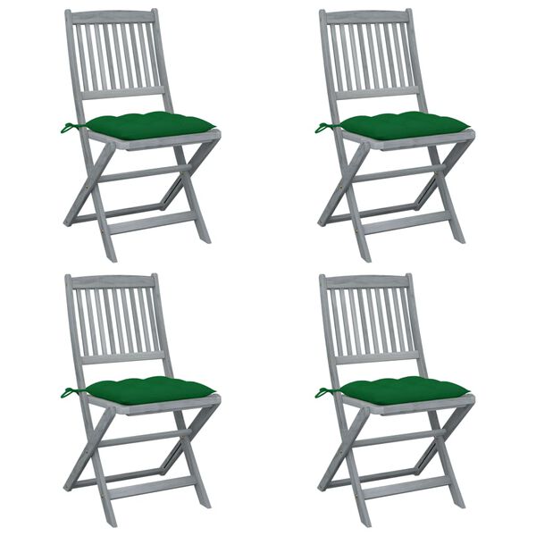 vidaXL Chaises pliables d'ext&eacute;rieur lot de 4 et coussins Bois d'acacia