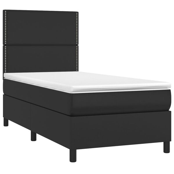 vidaXL Sommier &agrave; lattes de lit avec matelas Noir 90x200 cm Similicuir
