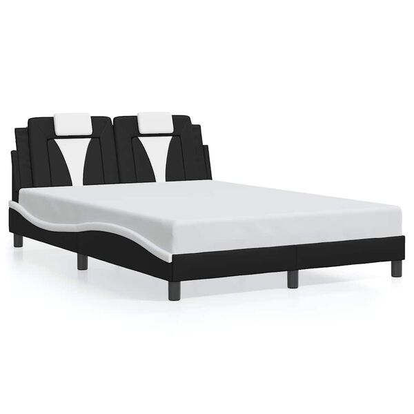 vidaXL Cadre de lit Viana sans matelas noir et blanc 140x200 cm similicuir
