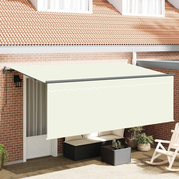 vidaXL Auvent R&eacute;tractable Cr&egrave;me 350 x 200 cm Polyester et Aluminium