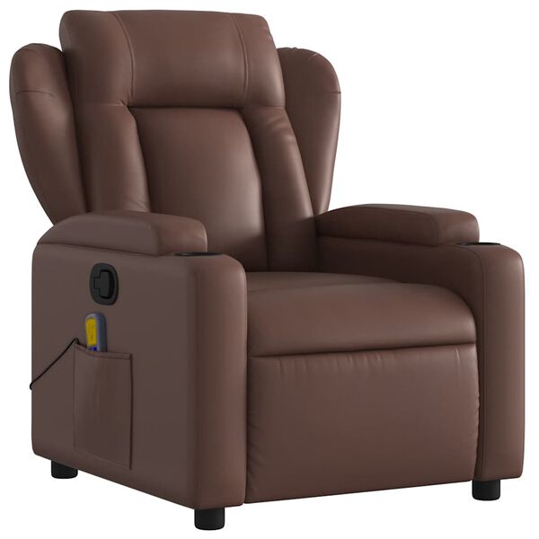 vidaXL Fauteuil de massage inclinable Marron Similicuir