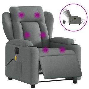 vidaXL Fauteuil inclinable de massage &eacute;lectrique gris fonc&eacute; tissu