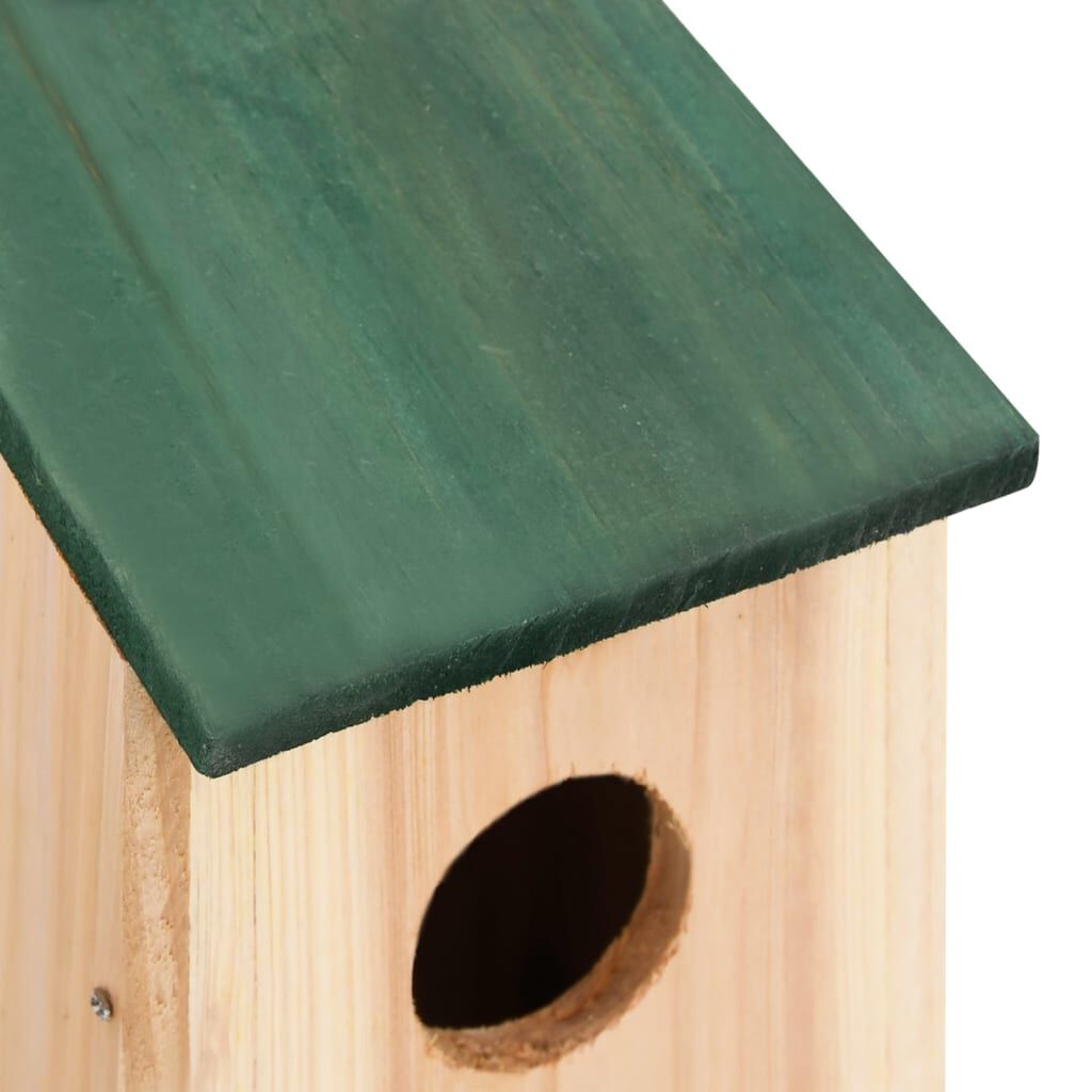 VidaXL Lot De 4 Nichoirs à Oiseaux En Pin - 12x12x22 Cm - Pour Jardin Et Extérieur - Toit Vert