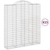 vidaXL Paniers &agrave; gabions arqu&eacute;s 15 pcs 200x50x220/240 cm Fer galvanis&eacute;