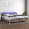vidaXL Sommier &agrave; lattes de lit et matelas et LED Taupe 200x200cm Tissu