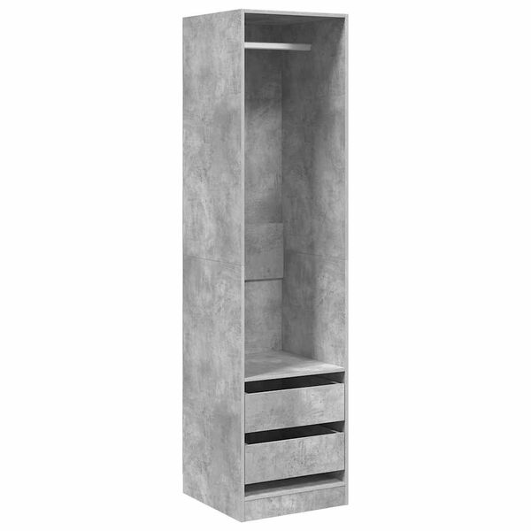 vidaXL Garde-robe avec tiroirs Gris b&eacute;ton 50x50x200 cm Bois ing&eacute;nierie