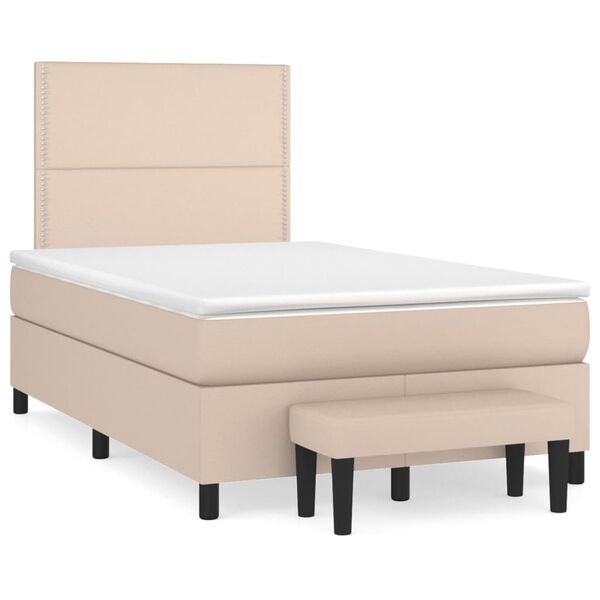 vidaXL Sommier &agrave; lattes de lit avec matelas Cappuccino 120x200 cm