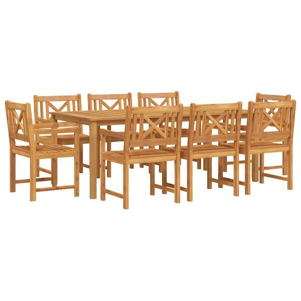 vidaXL Ensemble de salle &agrave; manger pour jardin 9 pcs Marron