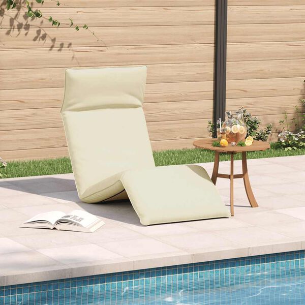 vidaXL Chaise longue pliante cr&egrave;me 175x54x8,5 cm tissu oxford