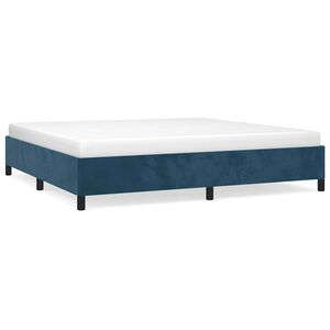 vidaXL Cadre de lit sans matelas bleu fonc&eacute; 200x200 cm velours