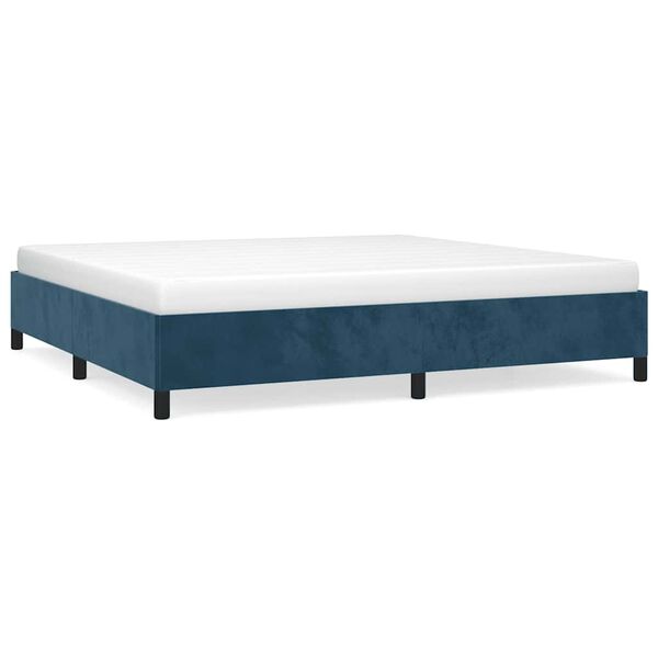 vidaXL Cadre de lit sans matelas bleu fonc&eacute; 200x200 cm velours