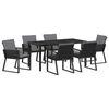 vidaXL Ensemble de salle &agrave; manger pour jardin 7 pcs Noir