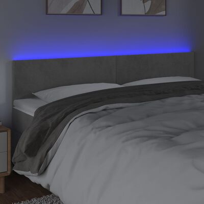 vidaXL Tête de lit à LED Gris clair 200x5x78/88 cm Velours