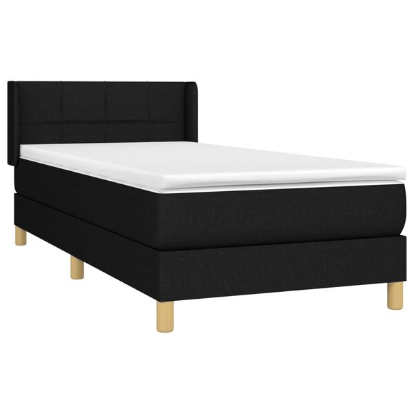 vidaXL Sommier &agrave; lattes de lit avec matelas Noir 100x200 cm Tissu