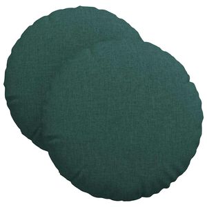 vidaXL Coussins de si&egrave;ge 2 pcs Vert fonc&eacute; &Oslash;40 x 13 cm tissu