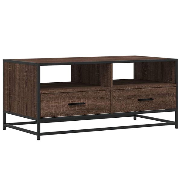 vidaXL Table basse chêne marron 100x50x45cm bois d'ingénierie et métal