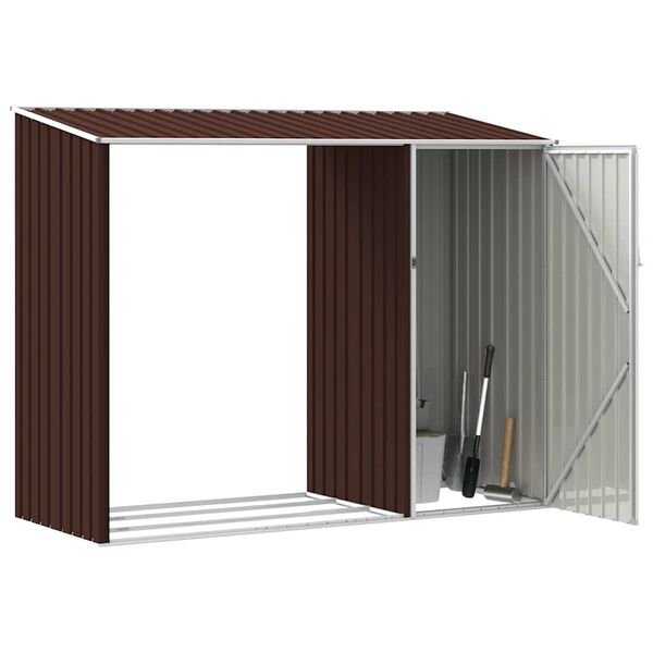 VX - Abri de stockage de bois Acier galvanisé 330x84x152 cm Marron