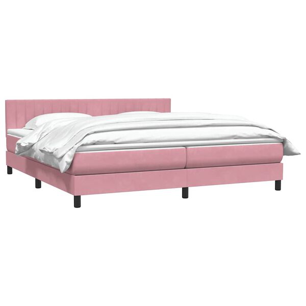 vidaXL Sommier &agrave; lattes de lit avec matelas rose 180x220 cm velours